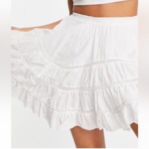 ASOS White Ruffled Skater Skirt